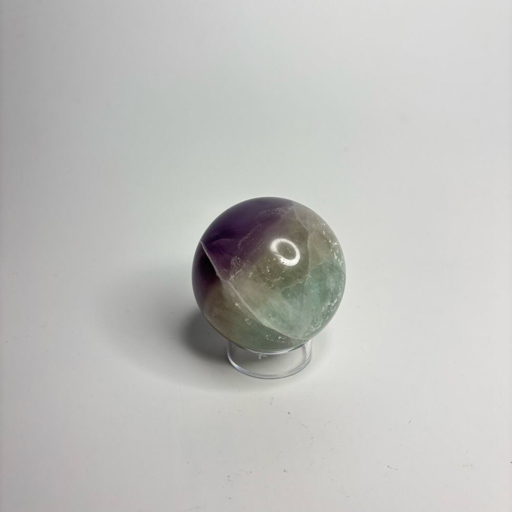 Purple and Green Macaron Fluorite Crystal Sphere